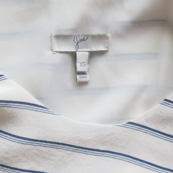 Joie White Navy Striped Silk Sleeveless Mini Dress Drawstring Waist Size XS - Picture 8 of 12